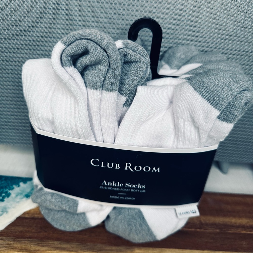Club Room Two-Tone Ankle Socks